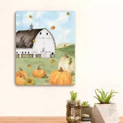 Fall>Kirklands Home Barn with Pumpkins Canvas Art Print, 20x16 in. Multi