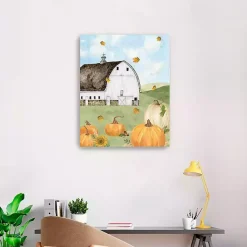 Fall>Kirklands Home Barn with Pumpkins Canvas Art Print, 30x24 in. Multi