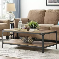Kirklands Home Barnwood Angle Iron Coffee Table Brown Hot