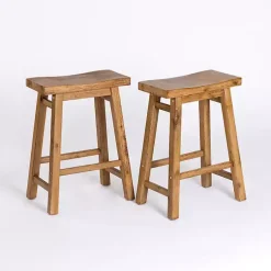 Kirklands Home Barnwood Sonoma Saddle Counter Stools, Set of 2 Brown Best