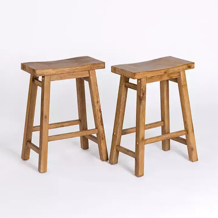 Kirklands Home Barnwood Sonoma Saddle Counter Stools, Set of 2 Brown Best