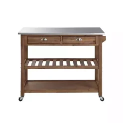 Kirklands Home Barnwood Sonoma Stainless Steel Top Kitchen Cart Brown Outlet