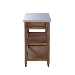 Kirklands Home Barnwood Sonoma Stainless Steel Top Kitchen Cart Brown Outlet