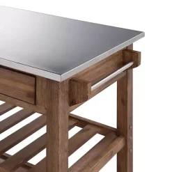Kirklands Home Barnwood Sonoma Stainless Steel Top Kitchen Cart Brown Outlet