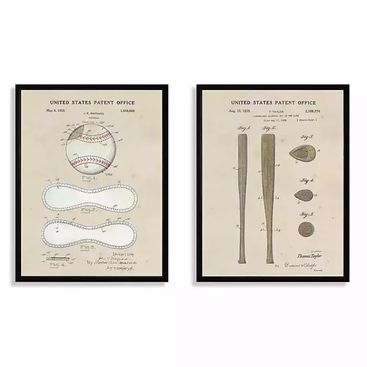 Kirklands Home Baseball Patents Framed Art Prints, Set of 2 Tan Sale