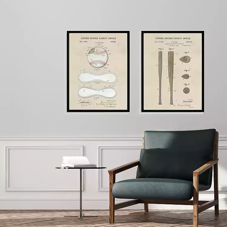 Kirklands Home Baseball Patents Framed Art Prints, Set of 2 Tan Sale