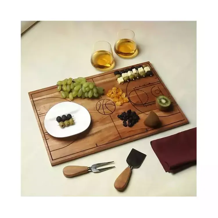 Kirklands Home Basketball Court Wooden Serving Board Brown Hot
