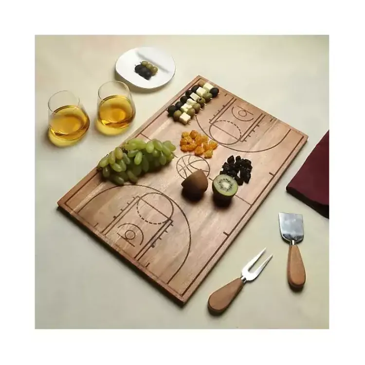 Kirklands Home Basketball Court Wooden Serving Board Brown Hot