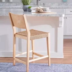 Kirklands Home Basketweave Seat Counter Stools, Set of 2 Tan