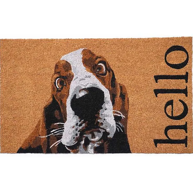 Kirklands Home Basset Hound Hello Doormat Brown Sale