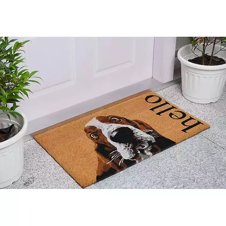 Kirklands Home Basset Hound Hello Doormat Brown Sale