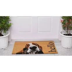 Kirklands Home Basset Hound Hello Doormat Brown Sale