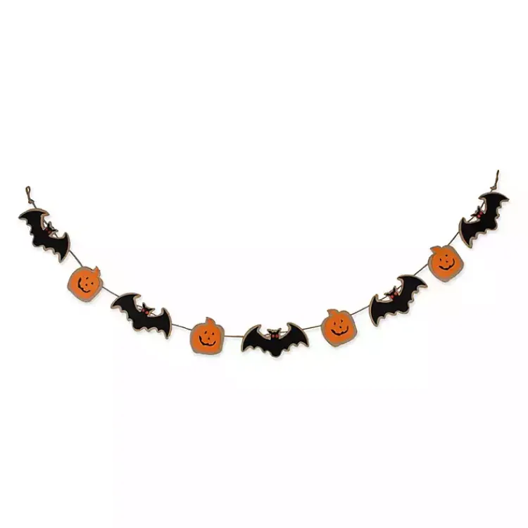 Halloween>Kirklands Home Bat and Pumpkin Garland