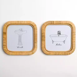 Kirklands Home Bath Rattan Wrapped Wall Plaques, Set of 2 Outlet