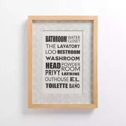 Kirklands Home Bathroom Names Framed Wall Plaque New