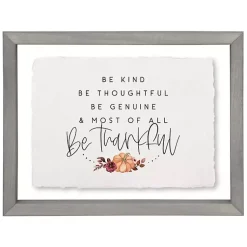Fall>Kirklands Home Be Thankful Framed Wall Plaque White