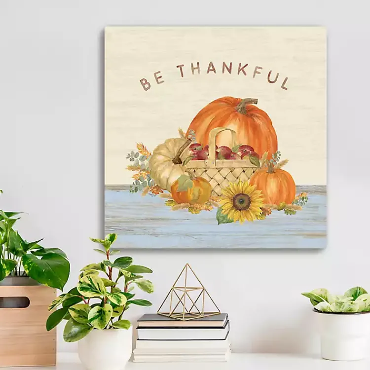 Fall>Kirklands Home Be Thankful Pumpkins Canvas Art Print, 20x20 in.