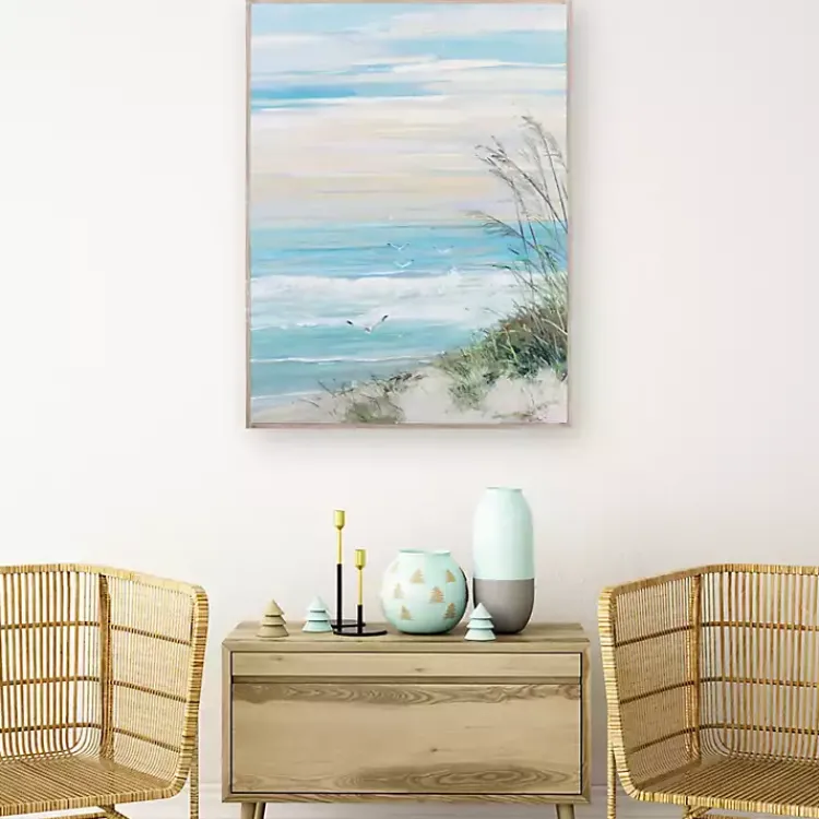 Kirklands Home Beach at Dusk Framed Art Print by Sally Swatland Blue Hot