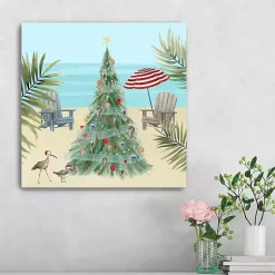 Christmas Art & Wall Decor>Kirklands Home Beach Christmas Tree Canvas Art Print, 20x20 in.