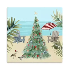Christmas Art & Wall Decor>Kirklands Home Beach Christmas Tree Canvas Art Print, 30x30 in.