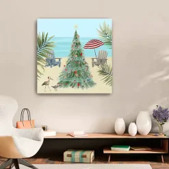 Christmas Art & Wall Decor>Kirklands Home Beach Christmas Tree Canvas Art Print, 30x30 in.
