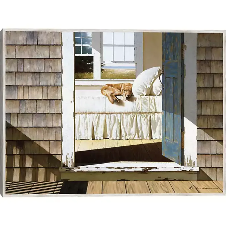 Kirklands Home Beach House Dog Framed Canvas Art Print Outlet