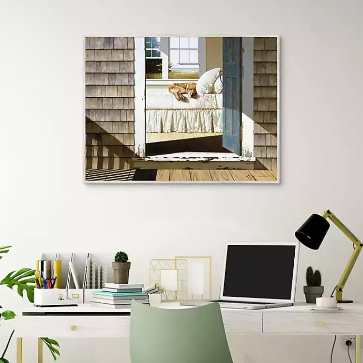 Kirklands Home Beach House Dog Framed Canvas Art Print Outlet