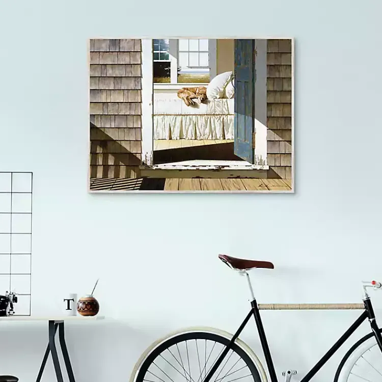 Kirklands Home Beach House Dog Framed Canvas Art Print Outlet