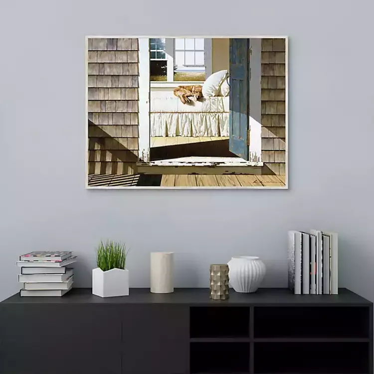 Kirklands Home Beach House Dog Framed Canvas Art Print Outlet