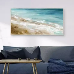Kirklands Home Beach Waves Framed Canvas Art Print Blue