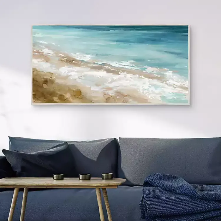 Kirklands Home Beach Waves Framed Canvas Art Print Blue