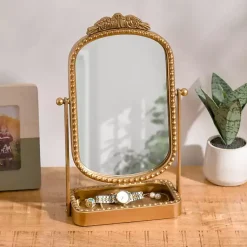 Kirklands Home Beaded Bordeaux Tray Base Tabletop Mirror Clearance