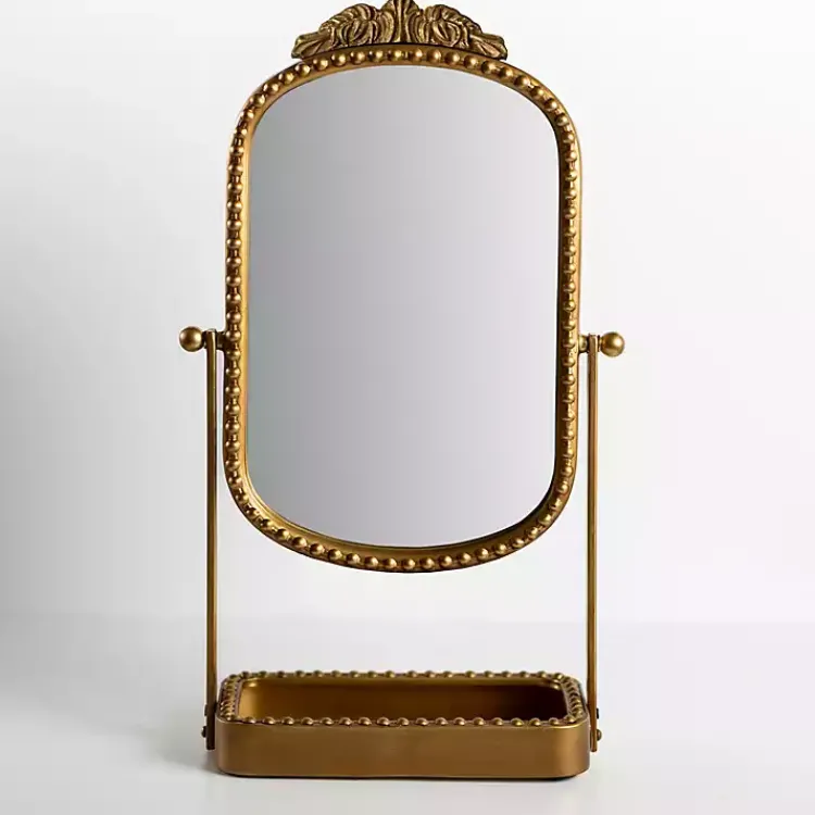 Kirklands Home Beaded Bordeaux Tray Base Tabletop Mirror Clearance
