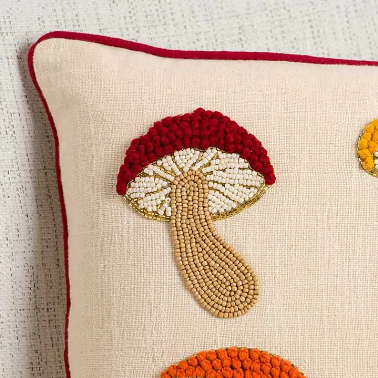 Pillows>Kirklands Home Beaded Mushrooms Lumbar Pillow