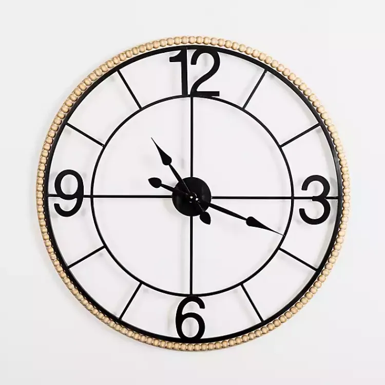 Kirklands Home Beaded Wood and Metal Open Wall Clock Clearance
