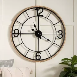 Kirklands Home Beaded Wood and Metal Open Wall Clock Clearance