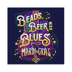 Mardi Gras Decorations>Kirklands Home Beads, Beer, and Blues Canvas Art Print