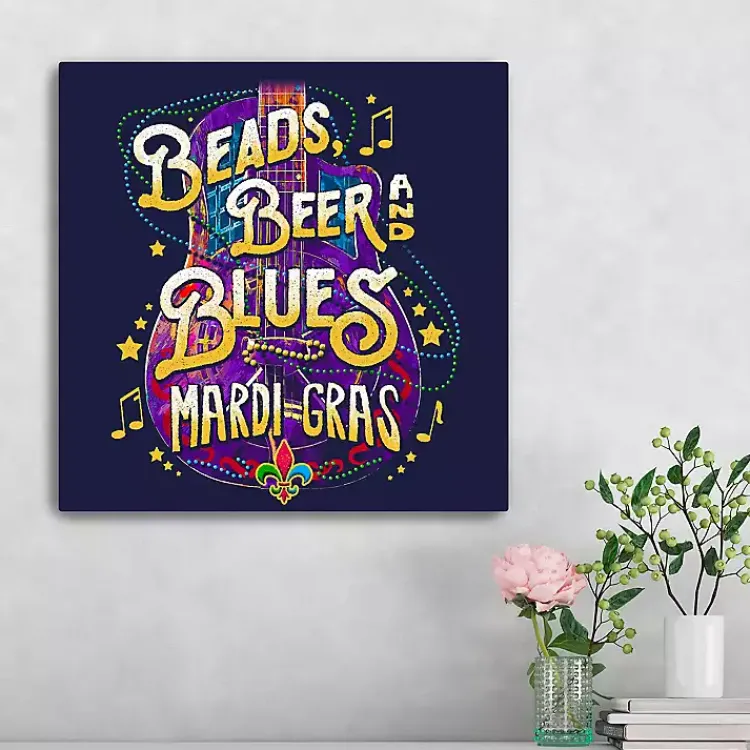 Mardi Gras Decorations>Kirklands Home Beads, Beer, and Blues Canvas Art Print