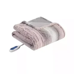 Blankets & Throws>Kirklands Home Beautyrest Blush Faux Fur Oversized Heated Throw Pink