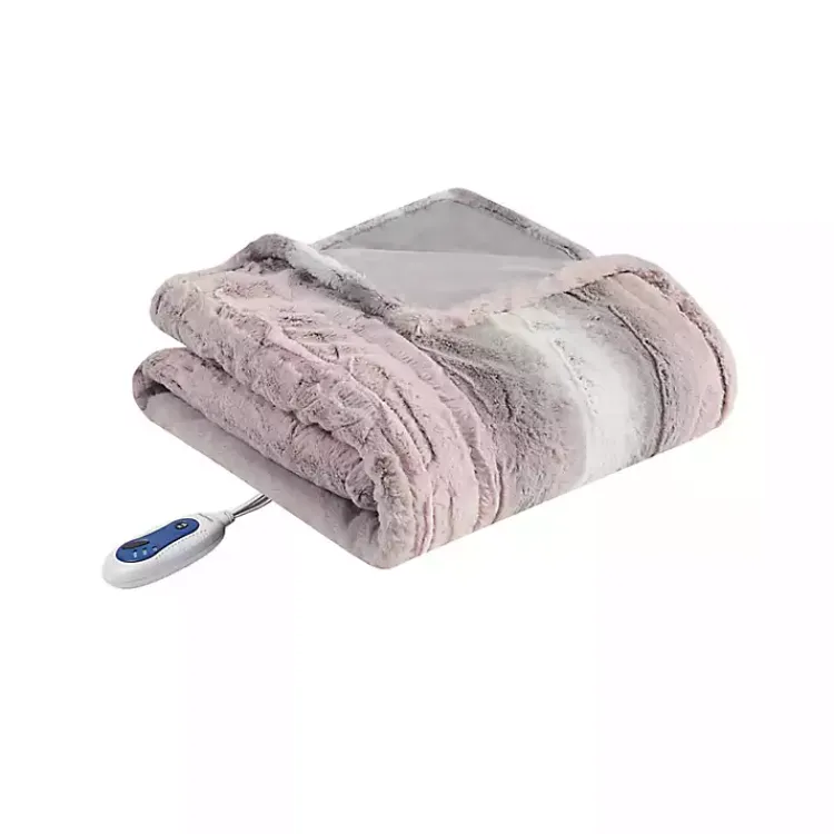 Blankets & Throws>Kirklands Home Beautyrest Blush Faux Fur Oversized Heated Throw Pink