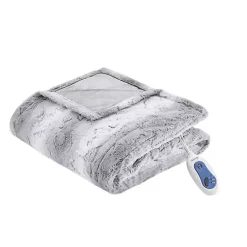 Blankets & Throws>Kirklands Home Beautyrest Faux Fur Oversized Heated Throw Gray