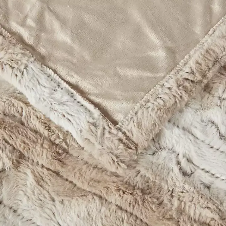 Blankets & Throws>Kirklands Home Beautyrest Sand Faux Fur Oversized Heated Throw Tan