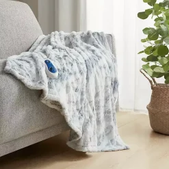 Blankets & Throws>Kirklands Home Beautyrest Silver Faux Fur Oversized Heated Throw