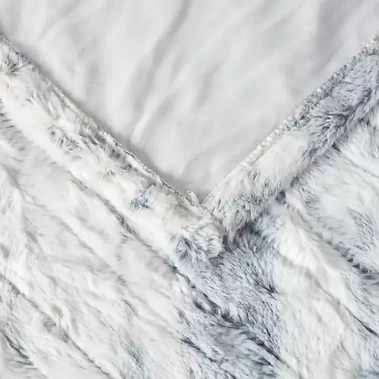 Blankets & Throws>Kirklands Home Beautyrest Silver Faux Fur Oversized Heated Throw