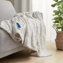 Blankets & Throws>Kirklands Home Beautyrest Snow Faux Fur Oversized Heated Throw Ivory