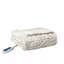 Blankets & Throws>Kirklands Home Beautyrest Snow Faux Fur Oversized Heated Throw Ivory