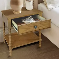 Kirklands Home Beckett Camel Oak Wood Nightsd Tan Clearance