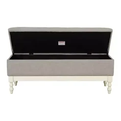 Kirklands Home Beckett White and Tufted Storage Bench Gray