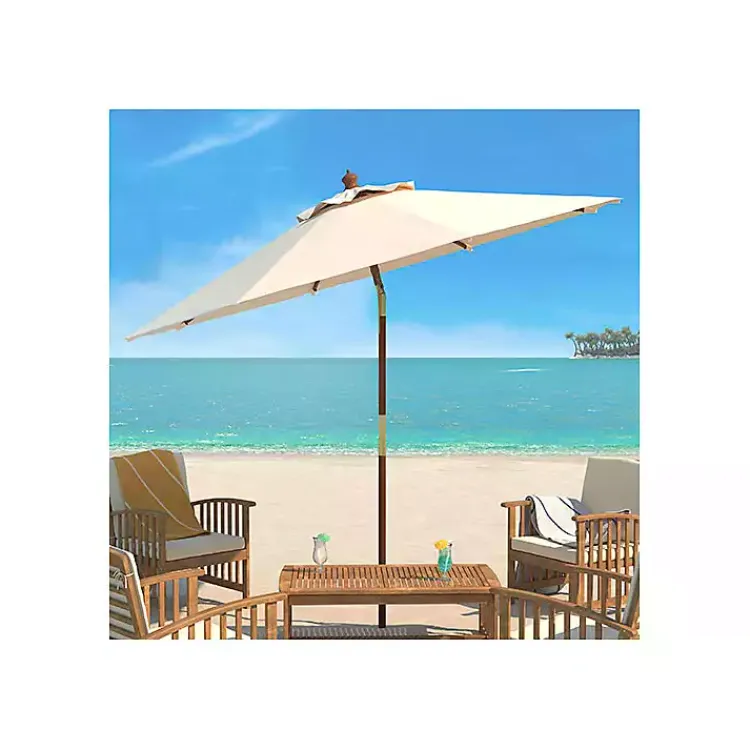Kirklands Home Beige 9 ft. Eucalyptus Outdoor Umbrella Tan Hot