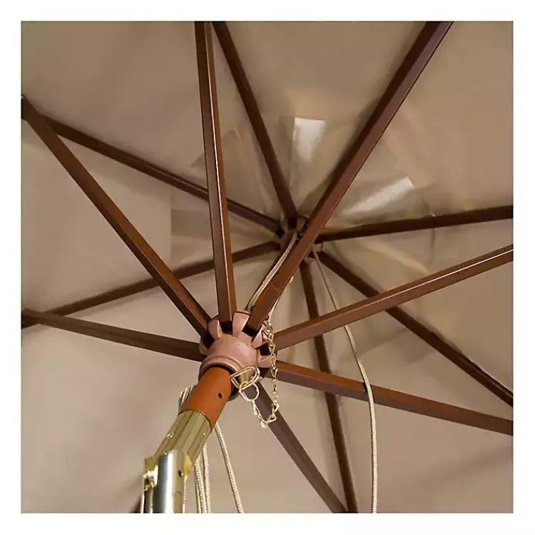 Kirklands Home Beige 9 ft. Eucalyptus Outdoor Umbrella Tan Hot